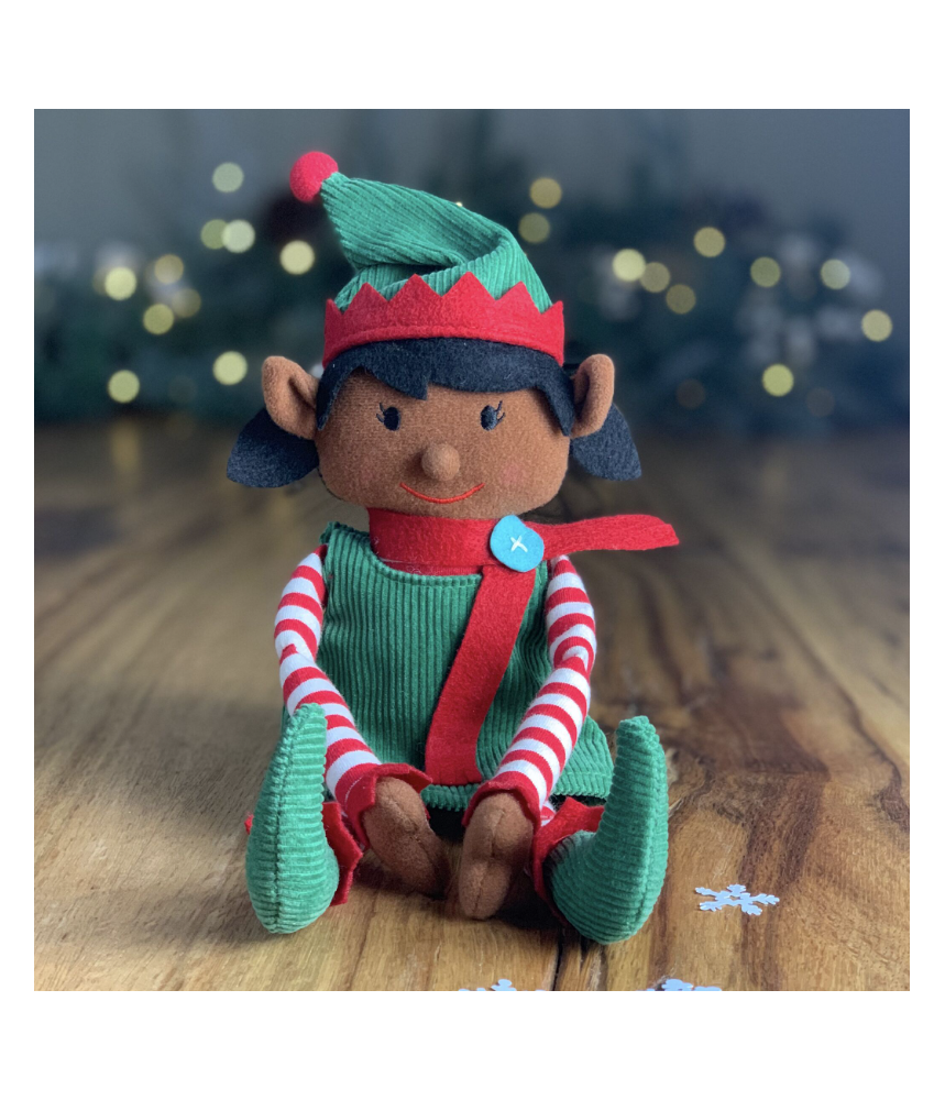 Fille peau foncée - lutine farceuse de Noël - Elf on the shelf for Christmas